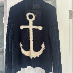 Anthropologie Navy and Cream Anchor Cardigan
